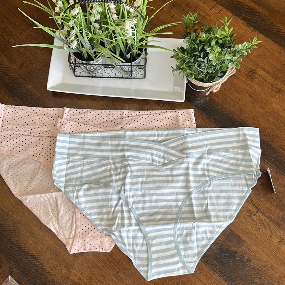 Motherhood Maternity Striped and Polka Dot Panties - Blue and Pink